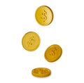 Gold coins white background. Isolated 3D rendering illustration Royalty Free Stock Photo