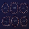 Gold collection of geometrical polyhedron, art deco style for wedding invitation and birthday party, luxury elegant templates, dec