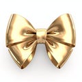 Gold color bow tie isolated on white background with clipping path. Generative AI Royalty Free Stock Photo