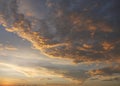 Gold color cloud and blue sky in magic hour at sunset Royalty Free Stock Photo