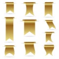 Gold color hanging curved ribbon banners set eps10