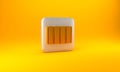 Gold Color palette guide icon isolated on yellow background. Modular grid. Silver square button. 3D render illustration