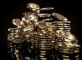 Gold color poker chips with diamonds Royalty Free Stock Photo