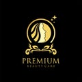 Gold color premium beauty care logo design