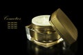 Gold colored blank cosmetic container for face cream moisturizer Royalty Free Stock Photo
