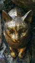 Gold-colored cat sculpture Royalty Free Stock Photo