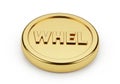 Gold coin with the word whel isolated on white background Royalty Free Stock Photo