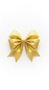 A gold-colored fabric bow with a satin-like texture, featuring two loops and two tails, is centered Royalty Free Stock Photo