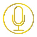 gold colored podcast recording microphone in circle