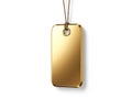 A gold-colored rectangular pendant with a loop at the top, set against a white background Royalty Free Stock Photo