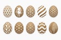 Gold colored three dimensional patterned easter egg set