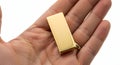 Hand holding gold usb drive Royalty Free Stock Photo