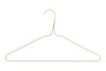 Gold colored wire clothes hanger isolated on a white background