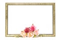 Gold colored wooden frame with roses