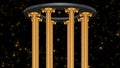 Gold columns. Round rotating rotunda.