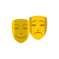 Gold comedy and tragedy theatrical masks icon Royalty Free Stock Photo