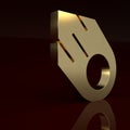 Gold Comet falling down fast icon isolated on brown background. Minimalism concept. 3D render illustration