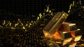 Gold Commodity Trading Stocks Candlestick Chart. 3D illustration Royalty Free Stock Photo