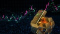 Gold Commodity Trading Stocks Candlestick Chart. 3D illustration Royalty Free Stock Photo