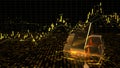 Gold Commodity Trading Stocks Candlestick Chart. 3D illustration Royalty Free Stock Photo