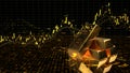 Gold Commodity Trading Stocks Candlestick Chart. 3D illustration Royalty Free Stock Photo
