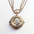 Gold Compass Necklace With Blue Stones - Inspired By Sheikh