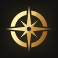 Gold compass icon. Vector illustration. Royalty Free Stock Photo