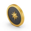 Gold Compass Rose Emblem on Black Circular Background with Gold Rim symbol navigation Royalty Free Stock Photo