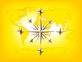 Gold Compass Rose World Map Royalty Free Stock Photo