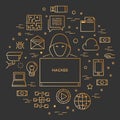 Gold concept of hacking and internet crimes. Royalty Free Stock Photo