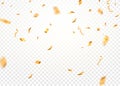 Gold confetti background vector. Gold confetti falling festive decoration for birthday party celebration