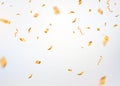 Gold confetti background vector. Gold confetti falling festive decoration for birthday party celebration