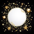 Gold confetti on a black background. Falling stars, glitter, dust and sparkles. Vector illustration. Golden explosion of confetti Royalty Free Stock Photo