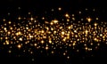 Gold confetti on black background, holiday, Christmas, party, gold, circles, stars, bokeh, glitter, star Shine, lights Royalty Free Stock Photo