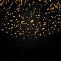 Gold confetti on black background. Vector festive