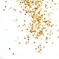Gold confetti on a white background. New Year\'s fun and festiv