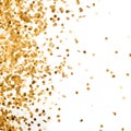 Gold confetti on a white background. New Year\'s fun and festiv