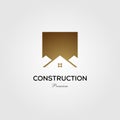 Gold construction house home roof logo vector icon