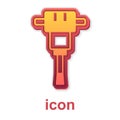Gold Construction jackhammer icon isolated on white background. Vector