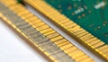 Gold Contacts on a Computer RAM Module Royalty Free Stock Photo
