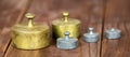 Gold, copper and silver color antique rustic weights