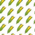 Gold corn in husk geometric seamless pattern