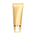 Gold cosmetic tube with transparent cap Royalty Free Stock Photo