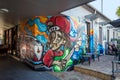 Gold Cost Queensland Australia September 03 2018 Coffee shop with decorated colorful graffiti wall