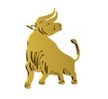 Gold Cow icon isolated on white background. 3d illustration 3D render Royalty Free Stock Photo