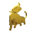 Gold Cow icon isolated on white background. 3d illustration 3D render Royalty Free Stock Photo