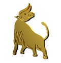 Gold Cow icon isolated on white background. 3d illustration 3D render Royalty Free Stock Photo