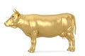 Gold Cow  Isolated on white background. 3d illustration Royalty Free Stock Photo