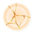 Gold crack pattern on ceramic plate or marble kintsugi repair background