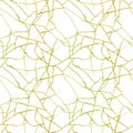 Gold cracks on white seamless pattern - kintsugi concept, golden crinkles, broken pottery or howlite stone texture